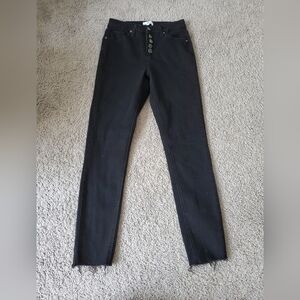 B.P. Black Jeans Button Fly Distressed Hem
